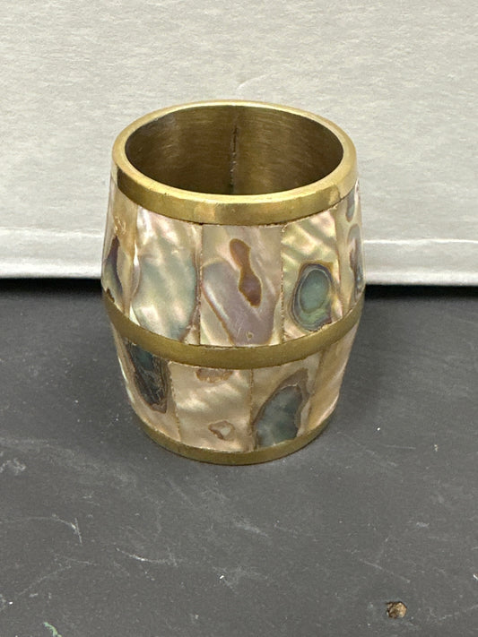 Abalone and brass shot glass/toothpick