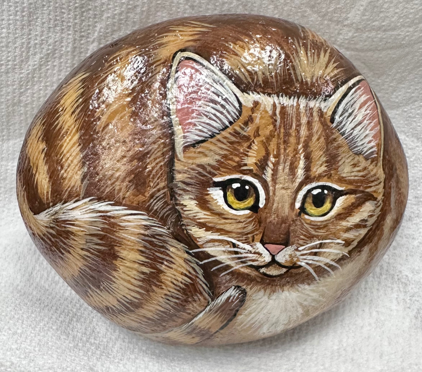  Original/signed Painted cat rock