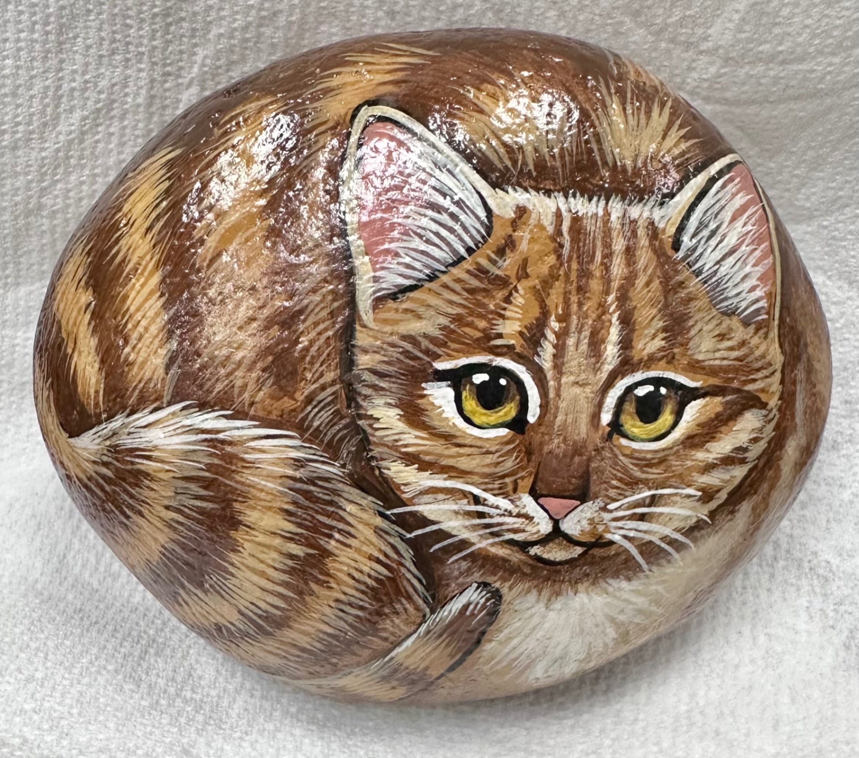  Original/signed Painted cat rock