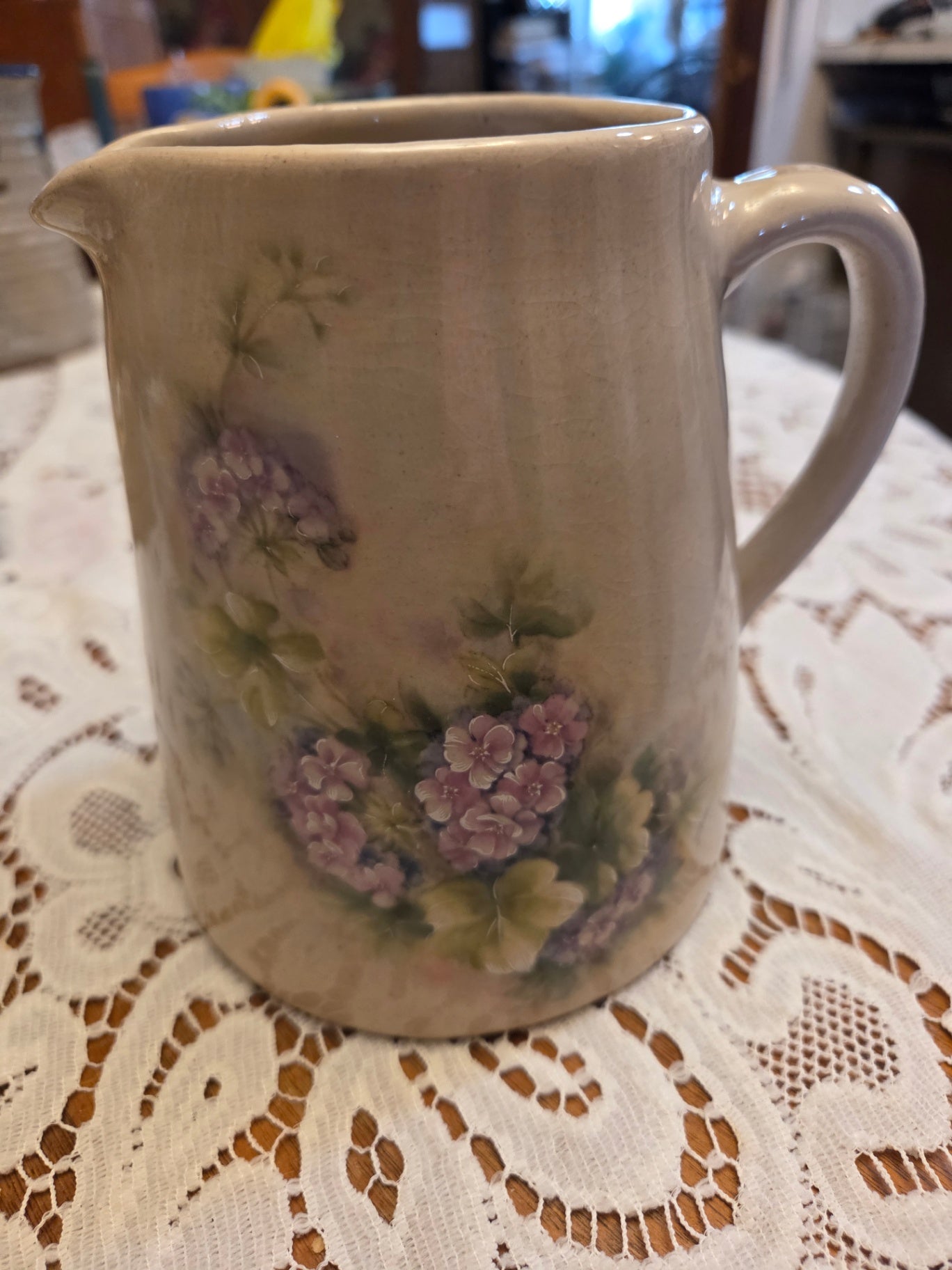 Vintage ceramic pitcher flowers