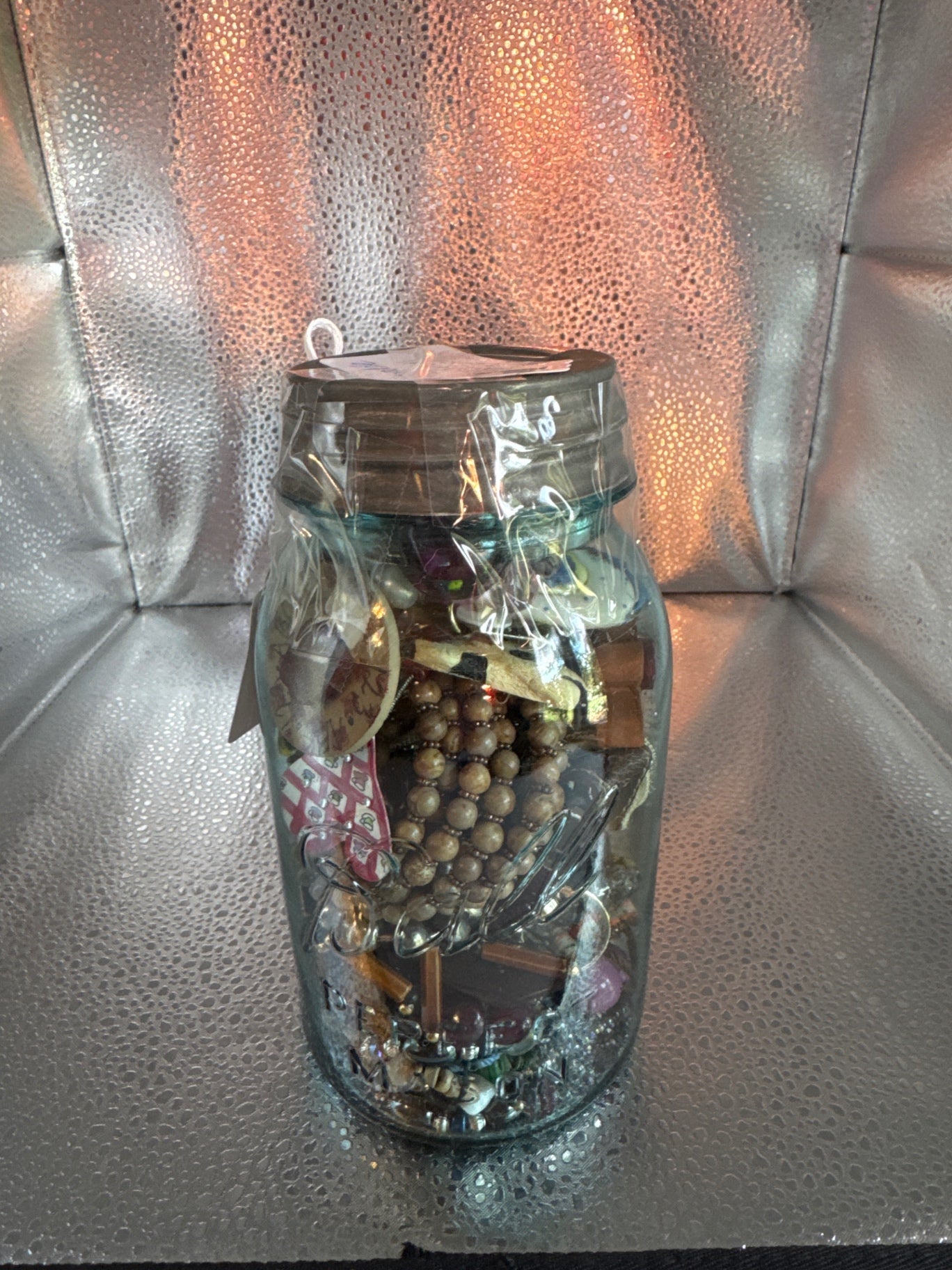 Vintage Jar with all wearable Jewelry 