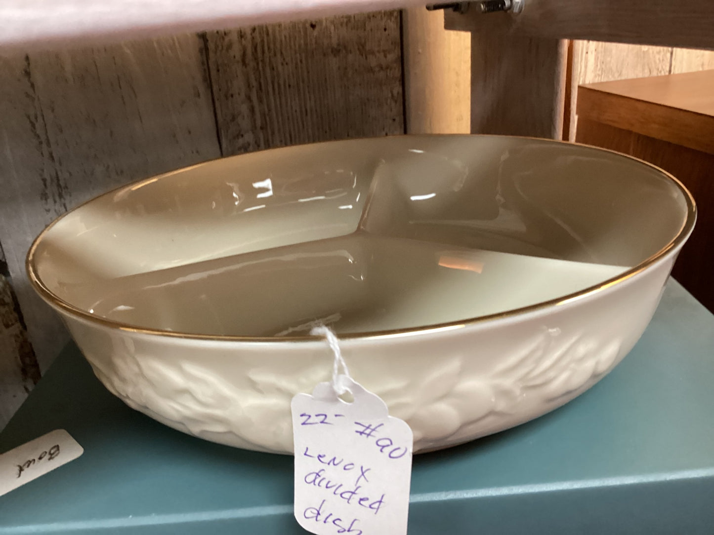 Lenox divided dish with gold rim