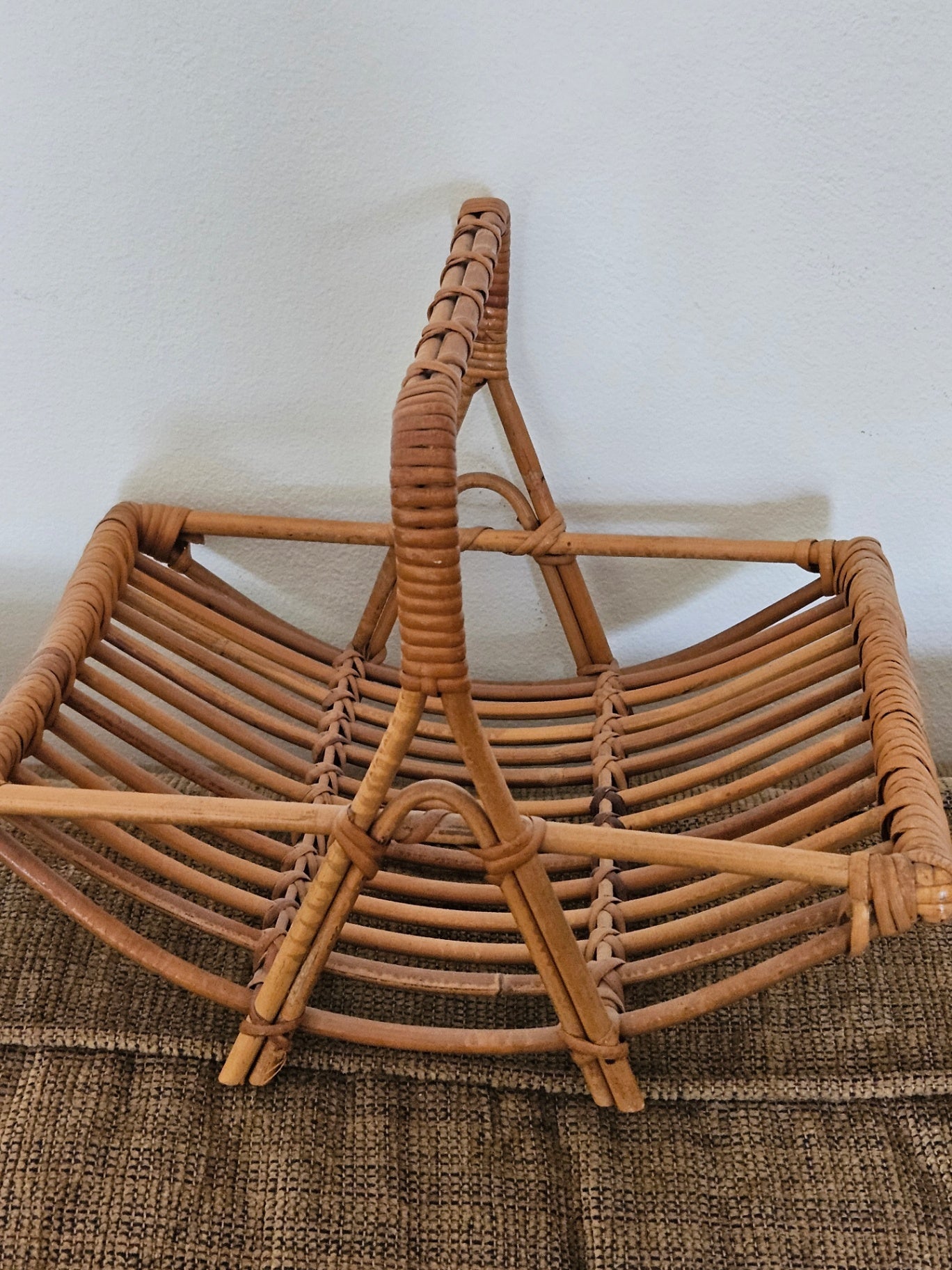 Small open rattan carrying basket