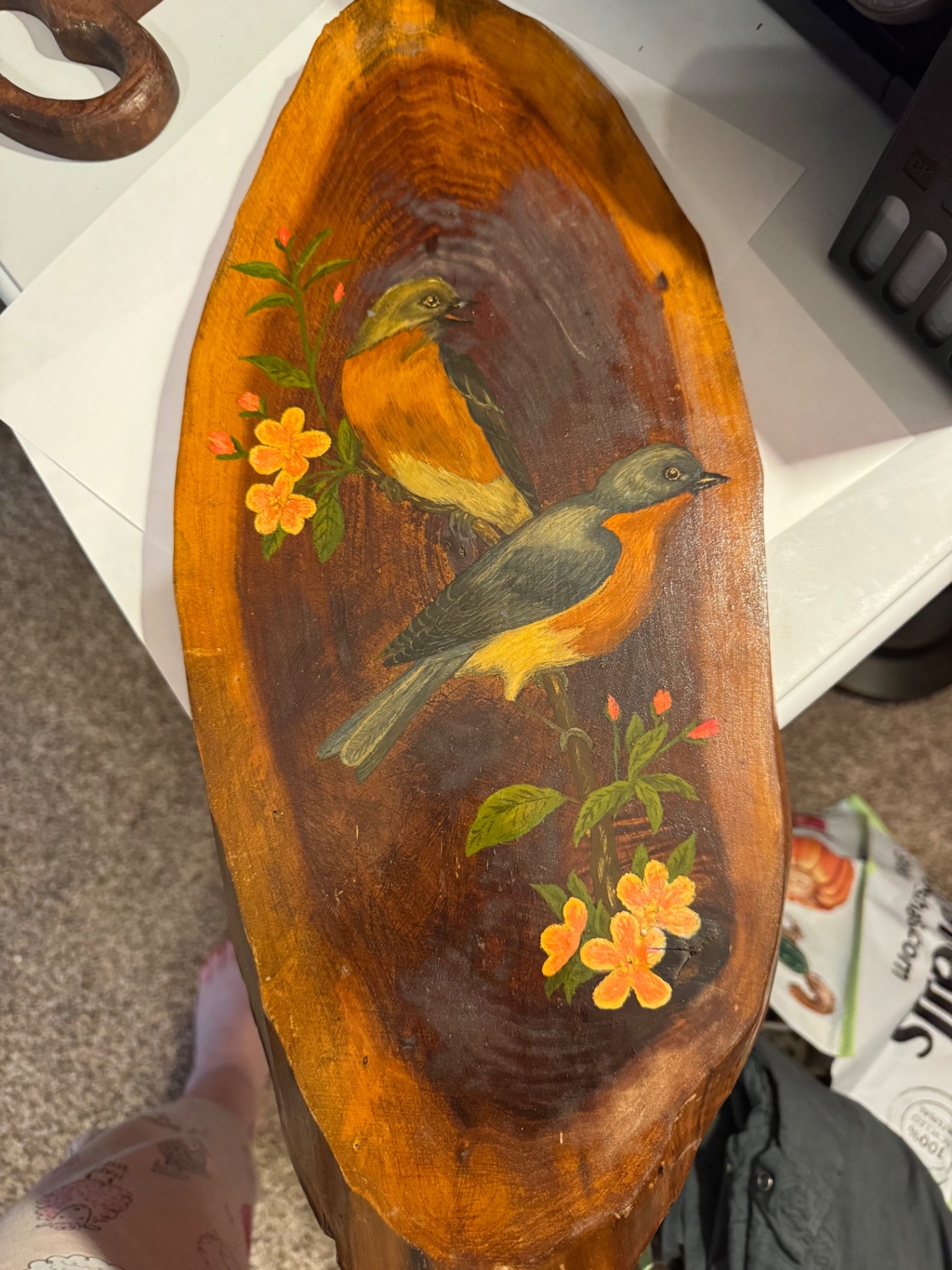 Birds painted on wood