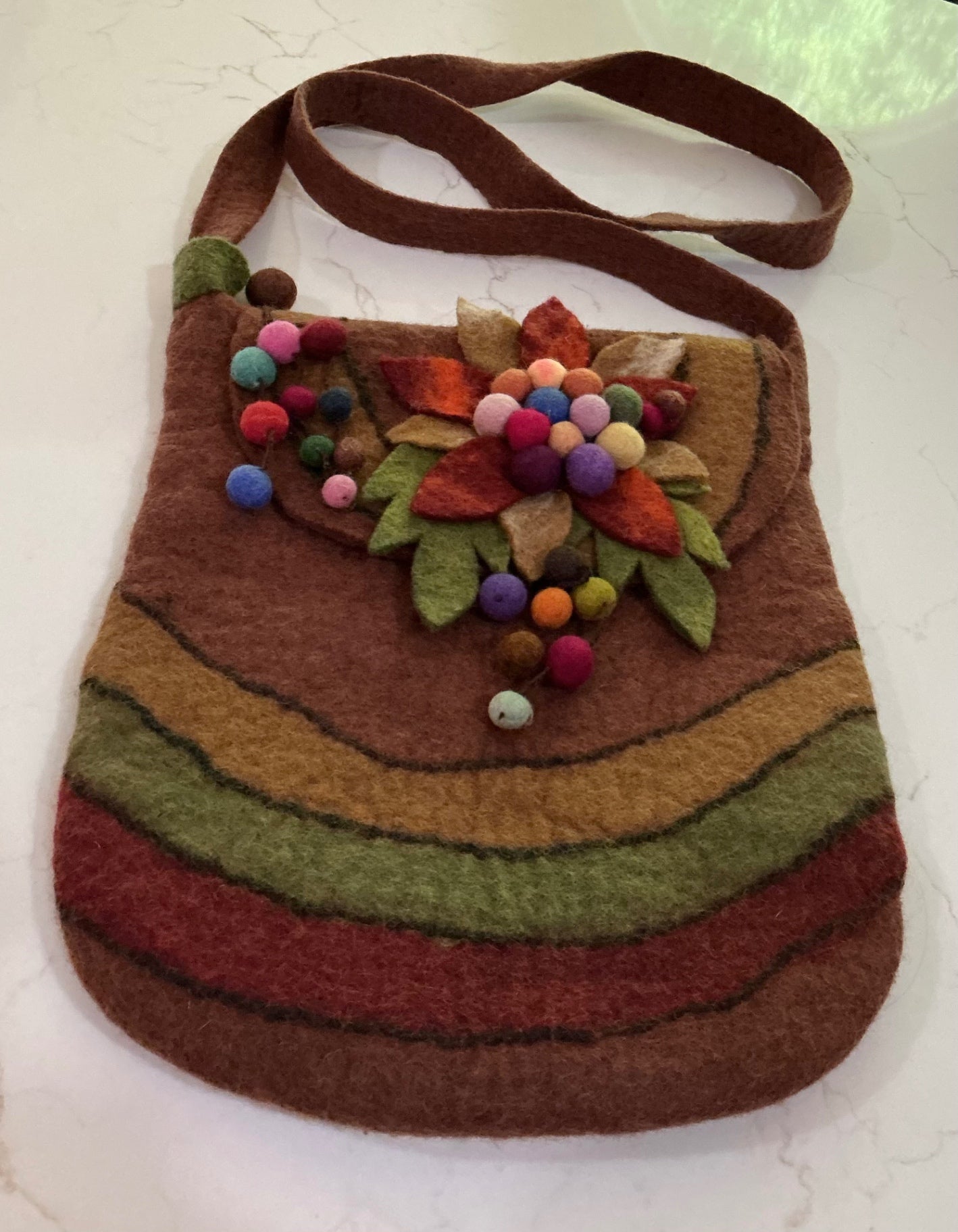 Boho Wool Felted Crossbody Bag