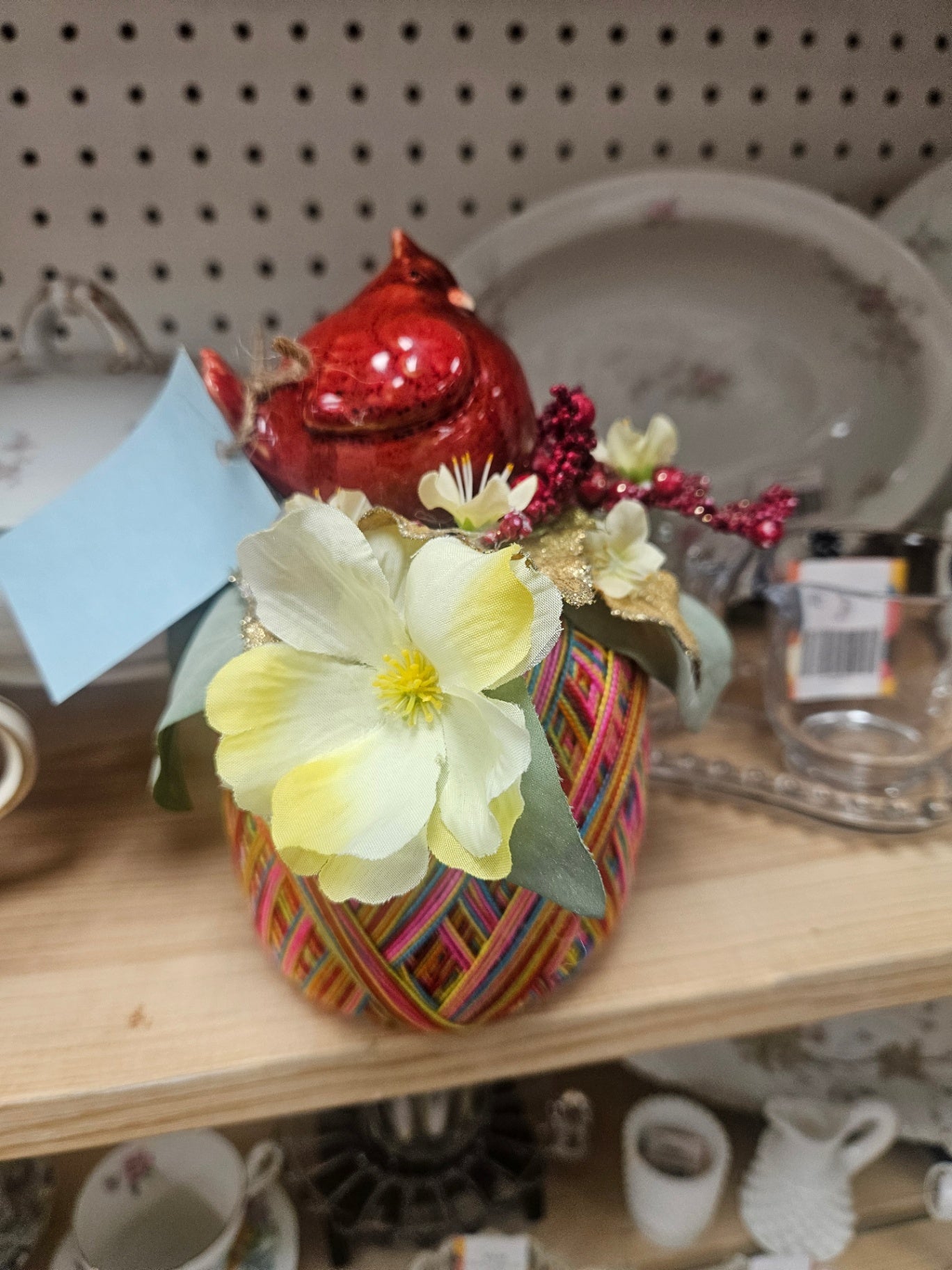 Bird on Pink Thread Spool