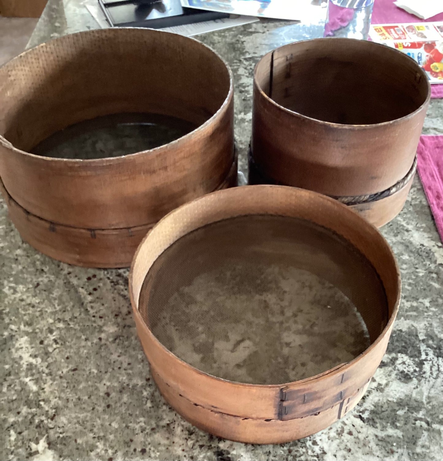 ANTIQUE ~THREE GRAIN SIFTERS 
