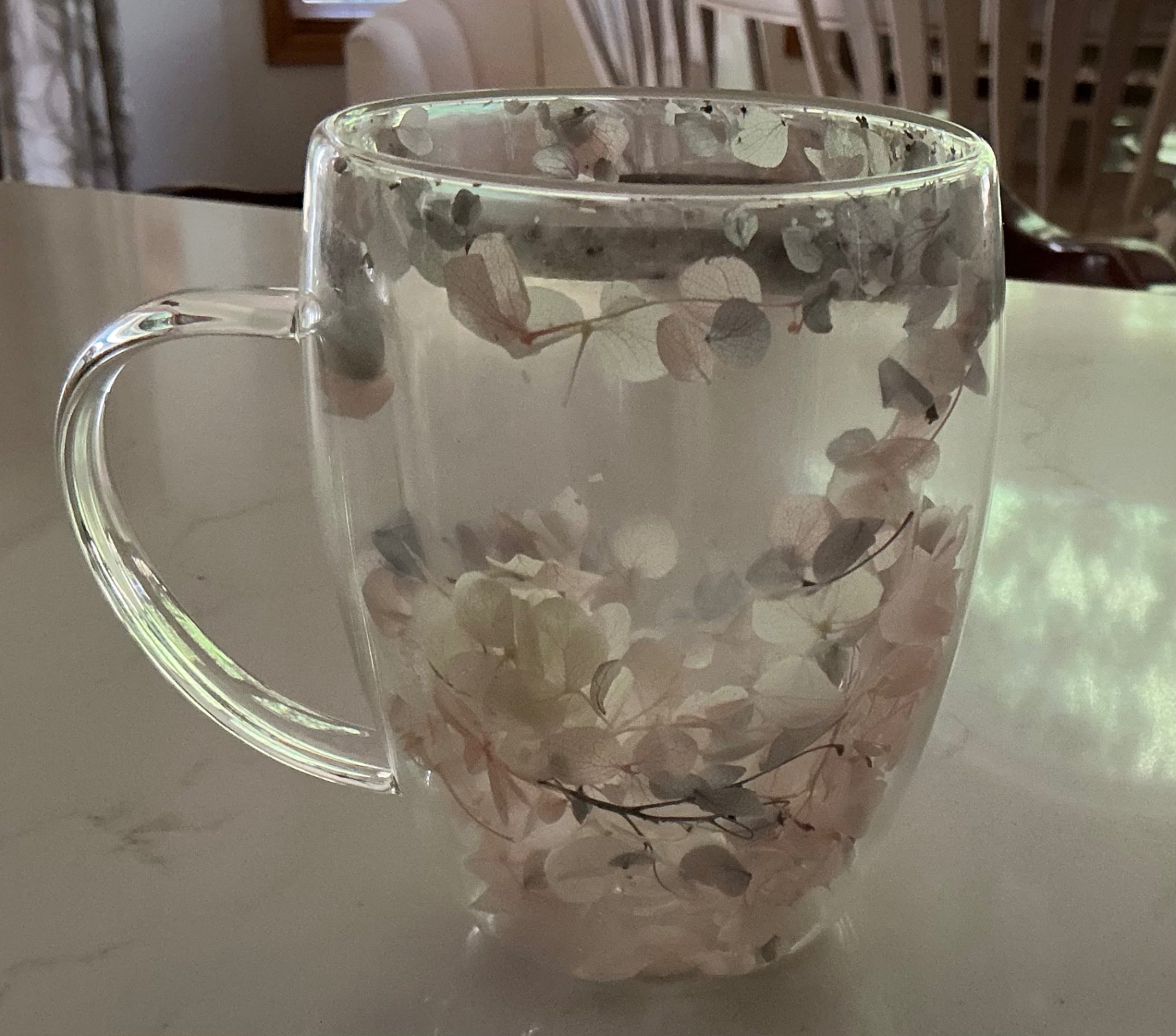Double Wall Glass Flower Mug