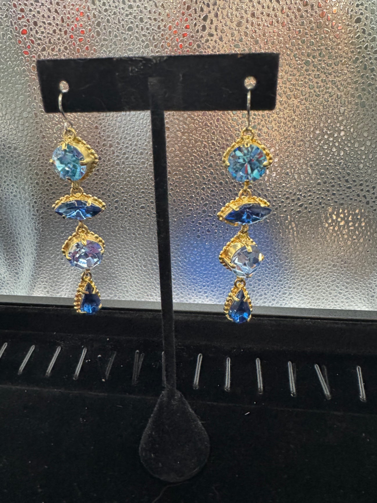Blue Rhinestone Earrings 