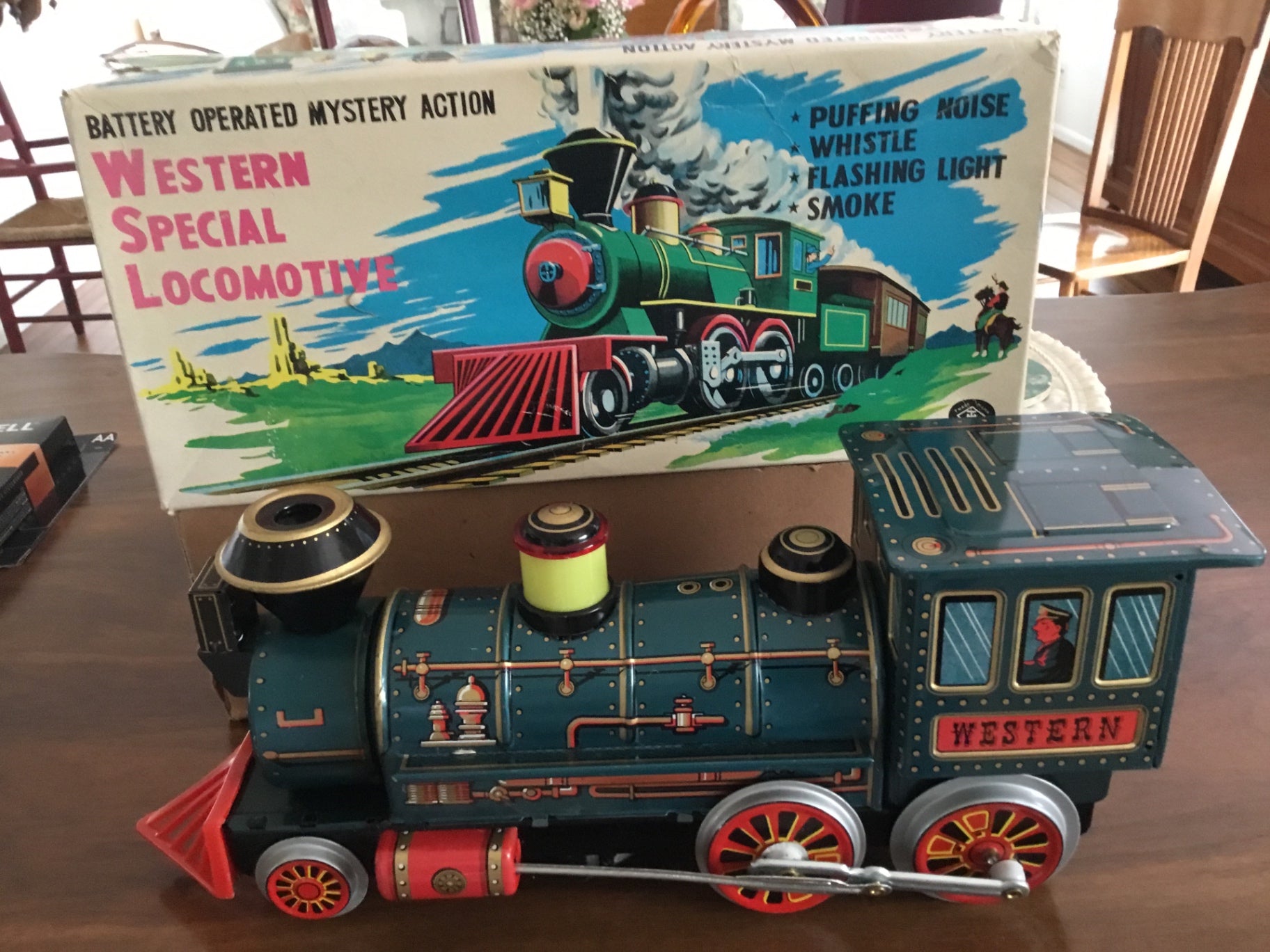 Vintage “Western Special Locomotive” tin lithograph train w/original box