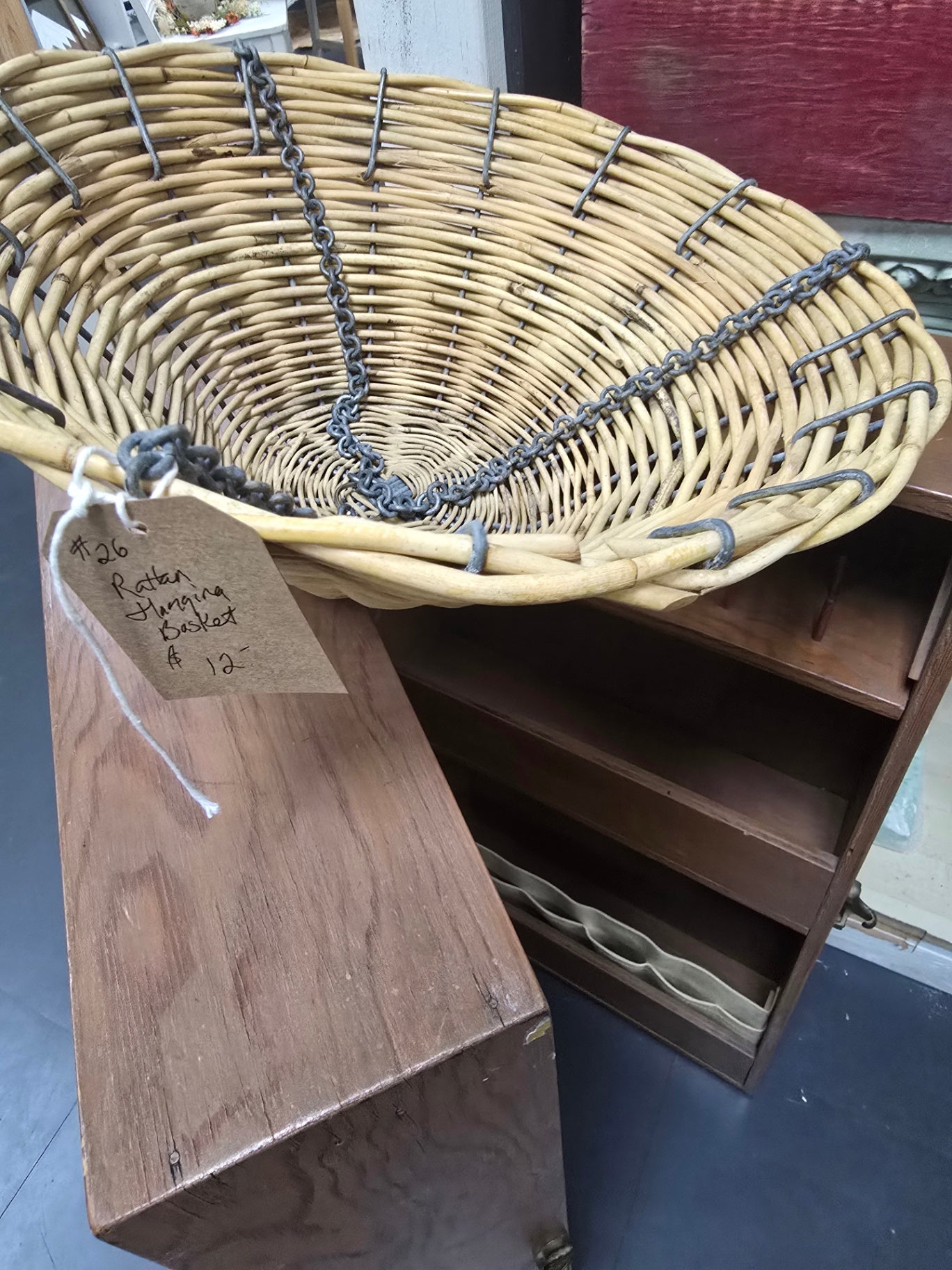 Rattan hanging basket