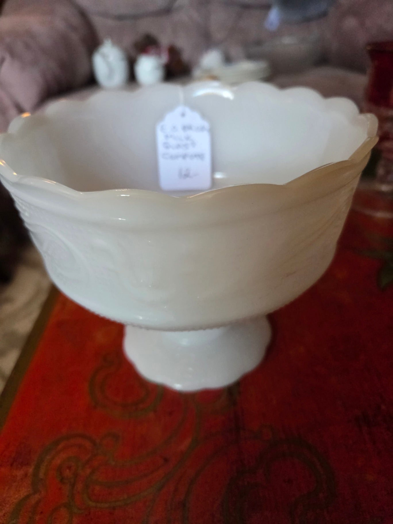 E O Brady milk glass compote