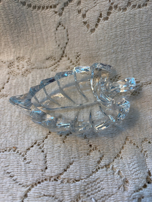Vintage Crystal leaf trinket dish