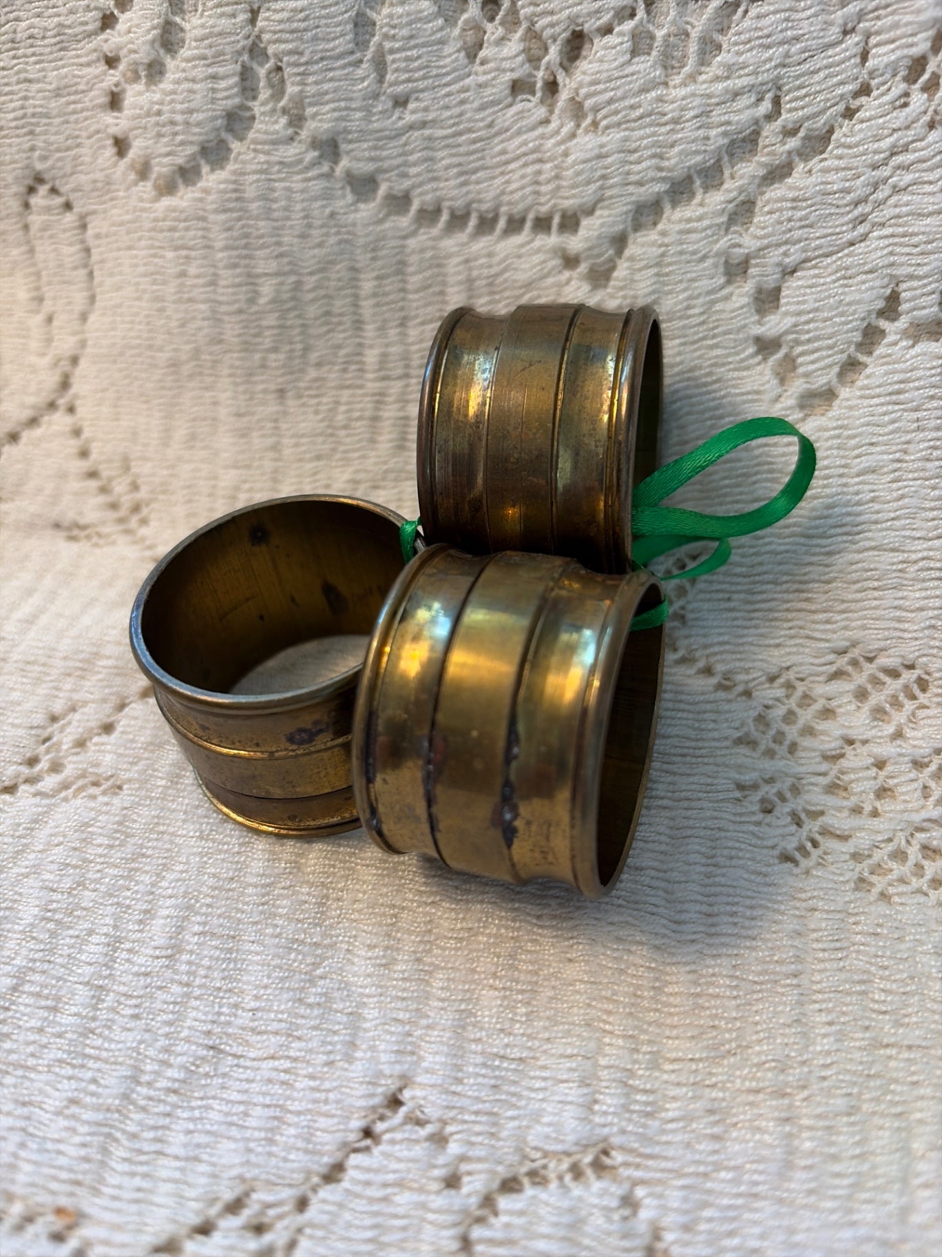 (3) Vintage brass napkin rings