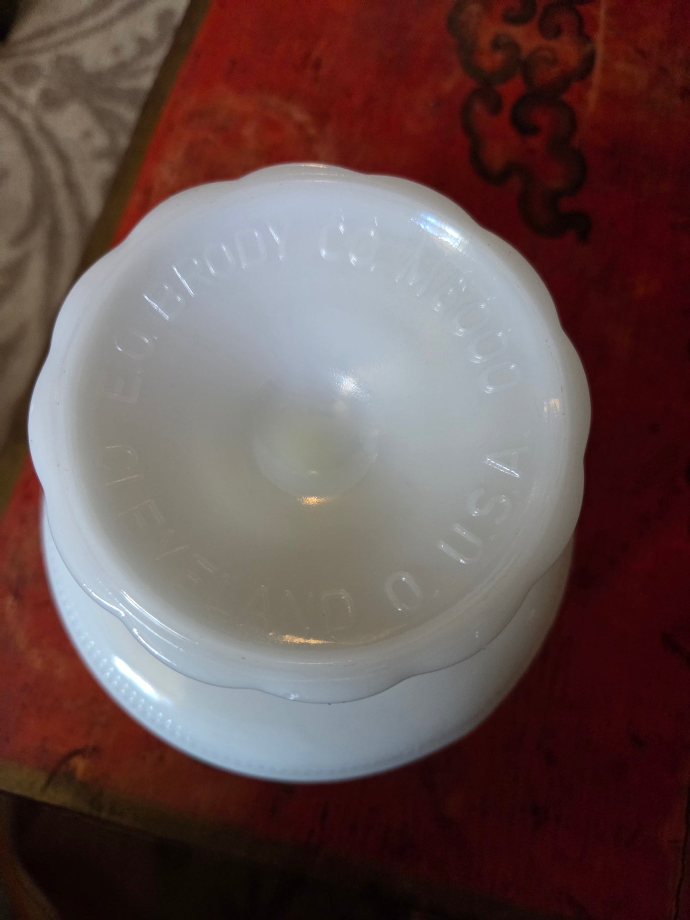 E O Brady milk glass compote