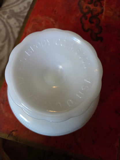 E O Brady milk glass compote