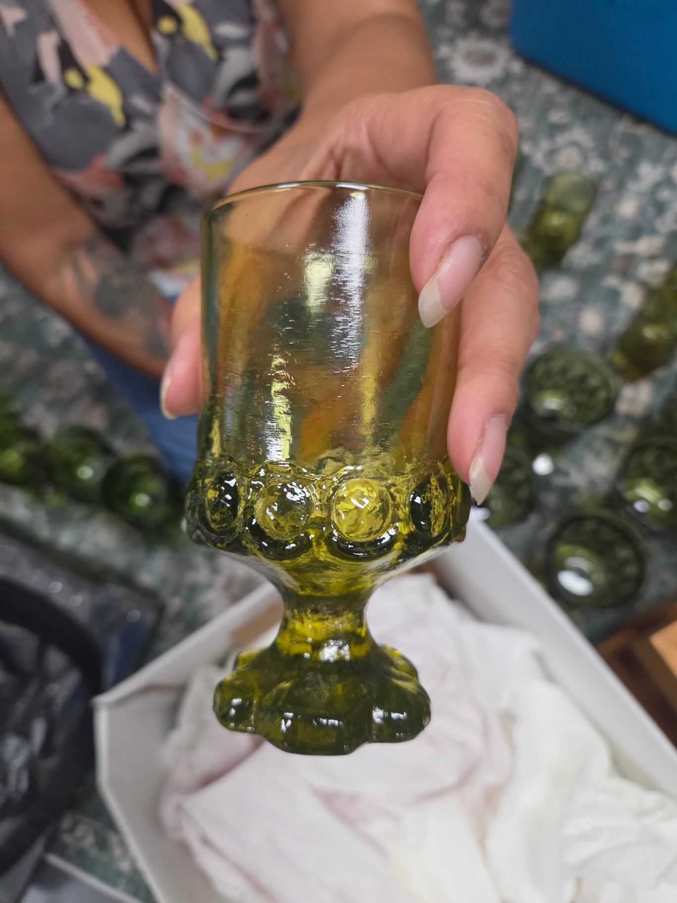 Mini green goblet set of 6