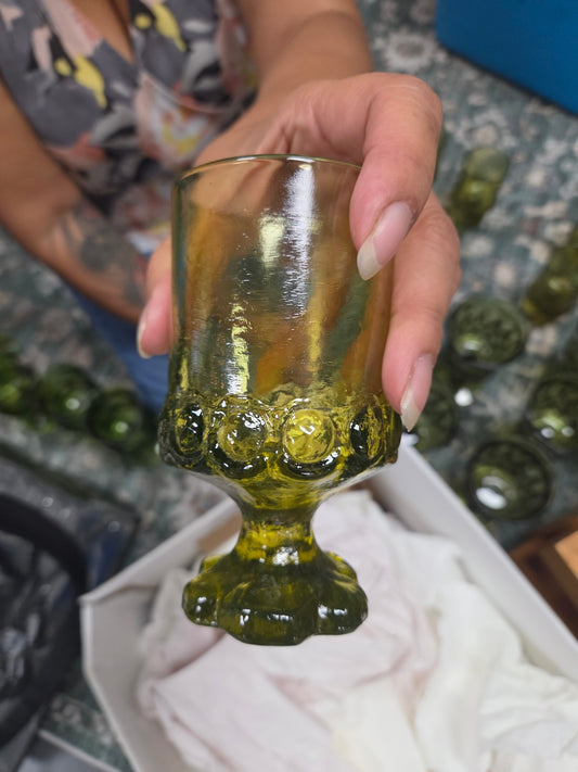 Mini green goblet set of 6