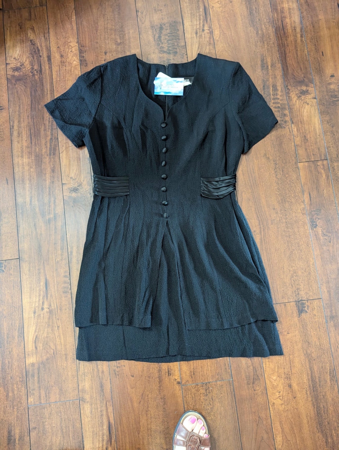 1990s Black belted dress
