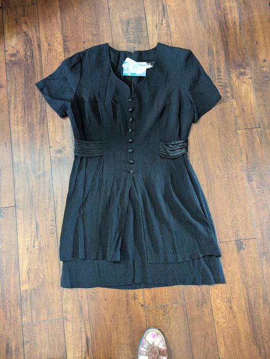 1990s Black belted dress