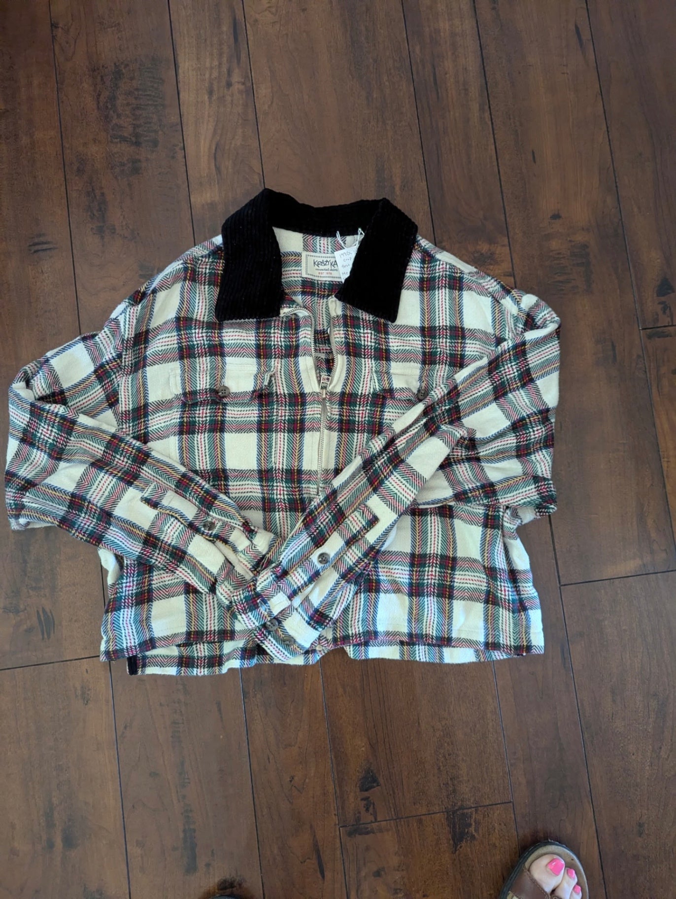 1990s plaid cropped shacket