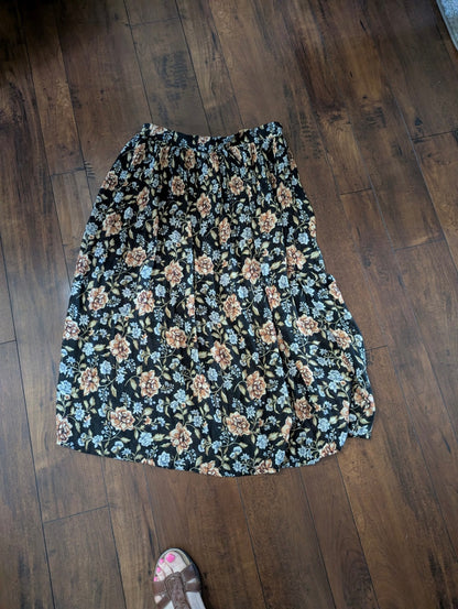 1990s Neutral Florals midi skirt