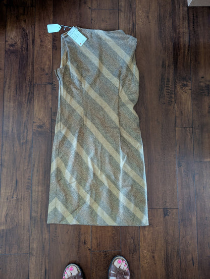 1960s gold striped wiggle dress