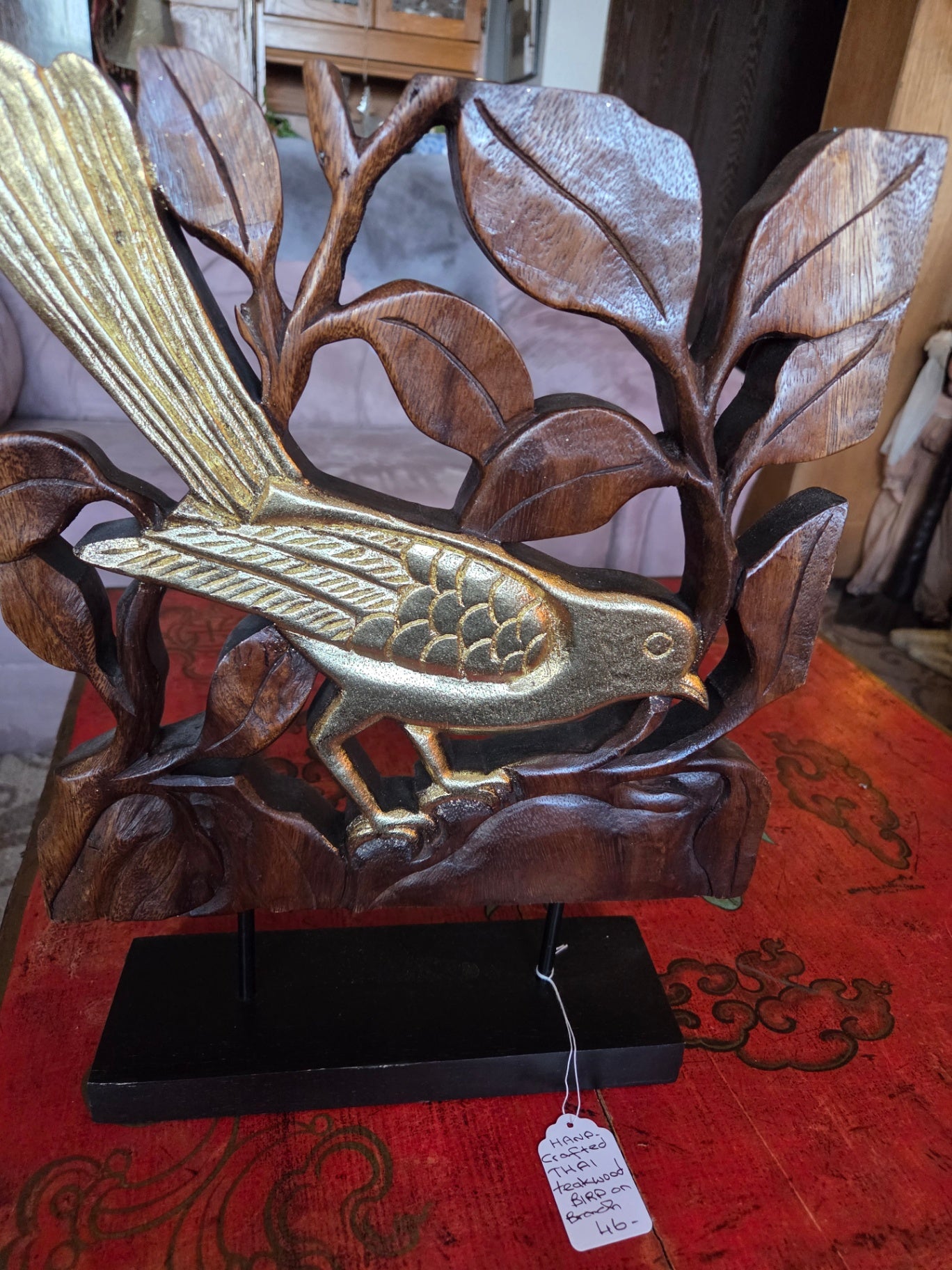Hand carved teakwood bird