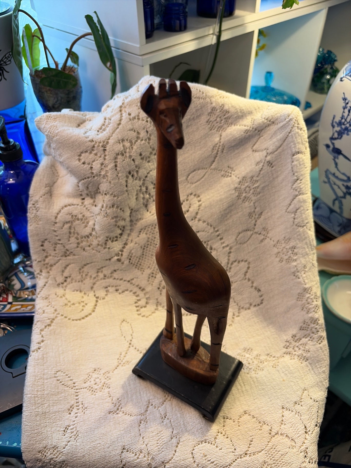 13 1/3” carved wooden giraffe 