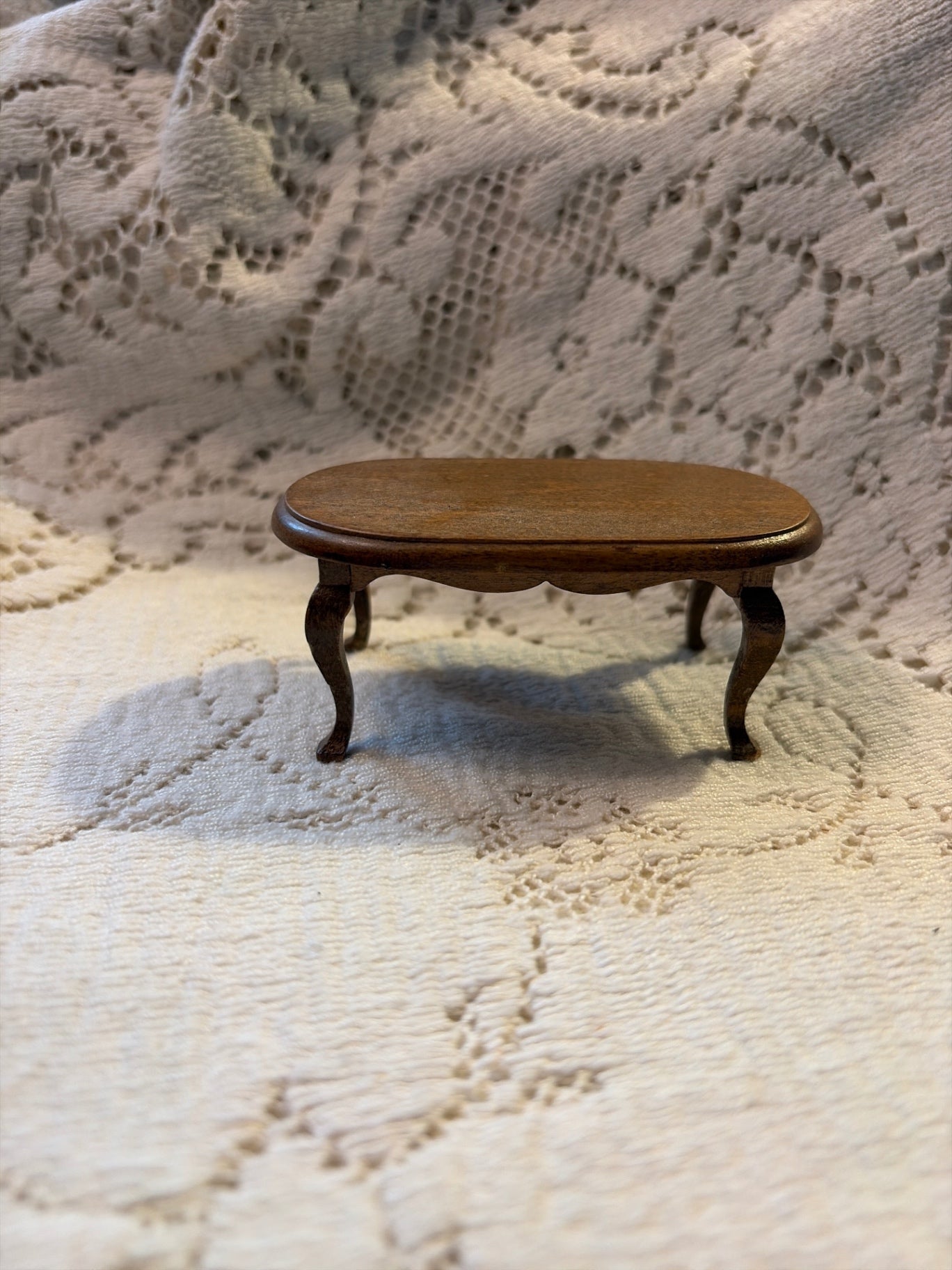 Mini 1.12 scale oval walnut table