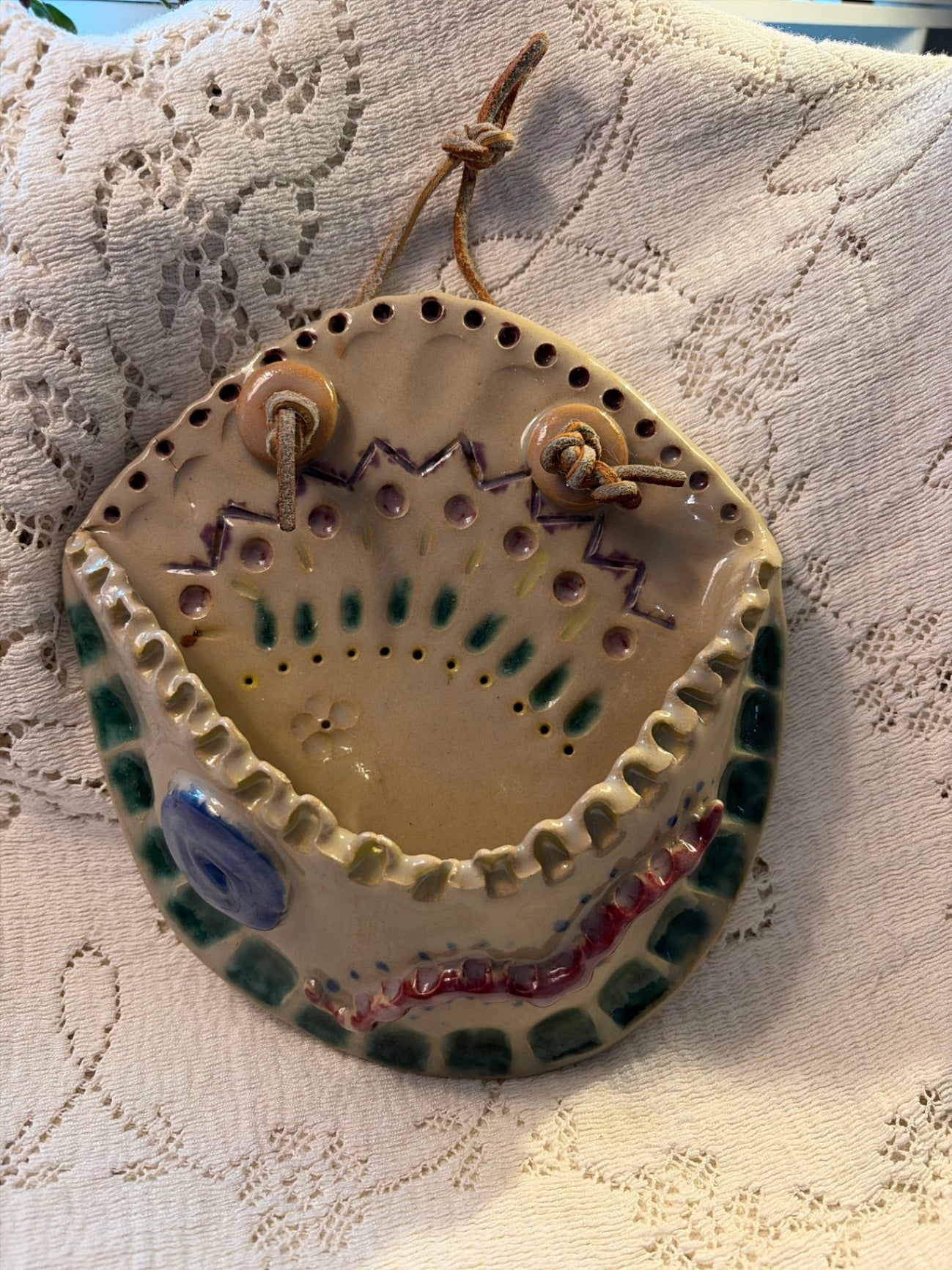 7 1/2” handmade ceramic wall art