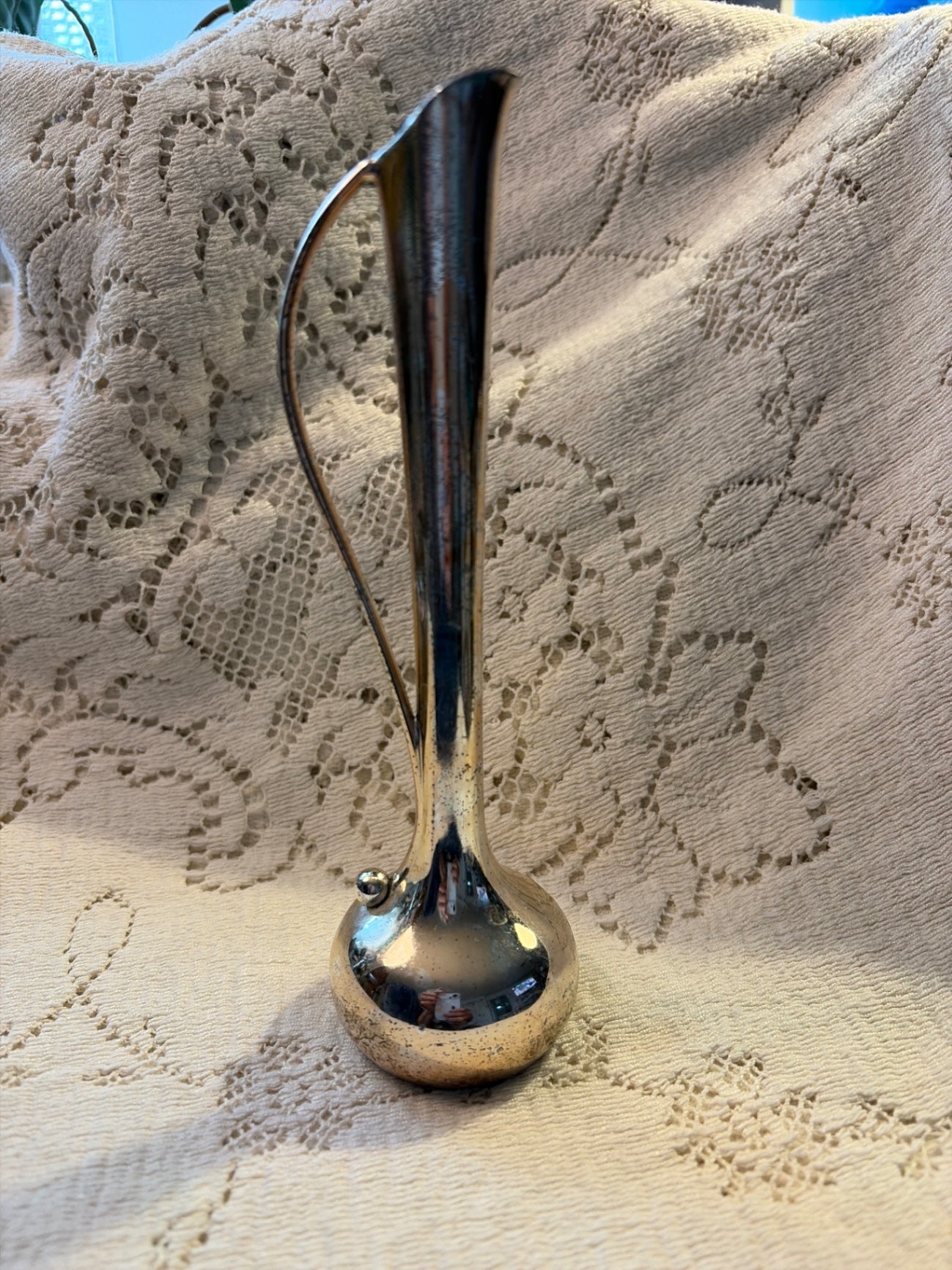 7 1/2” Silver Plated and tarnished bud vase