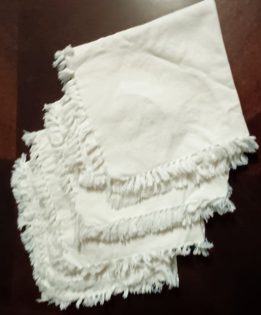 Set of 4 Fringed 16" Square Napkins