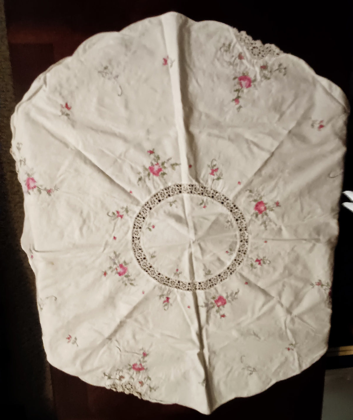 Charming 32" Round Handmade Table Topper
