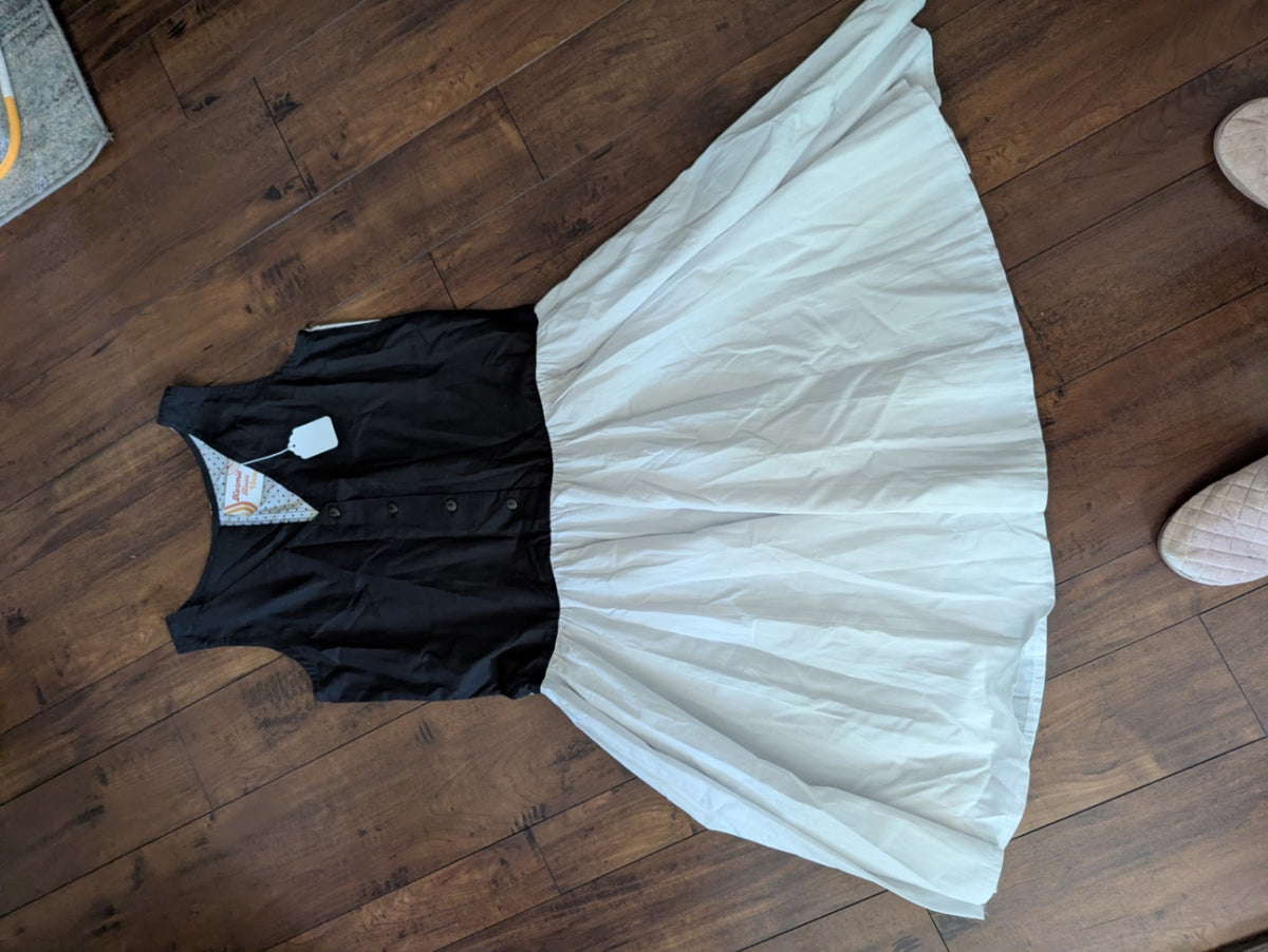 1980s Black & White Dress