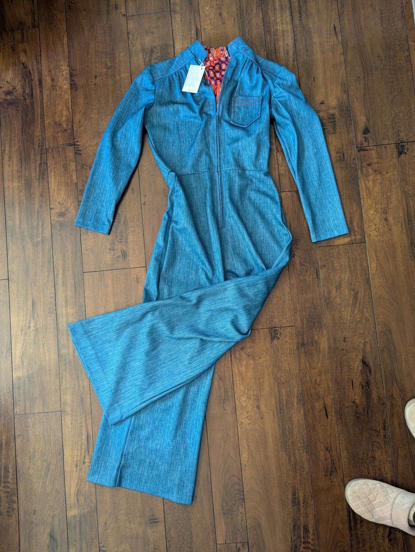 1970s polyester "denim" jumpsuit