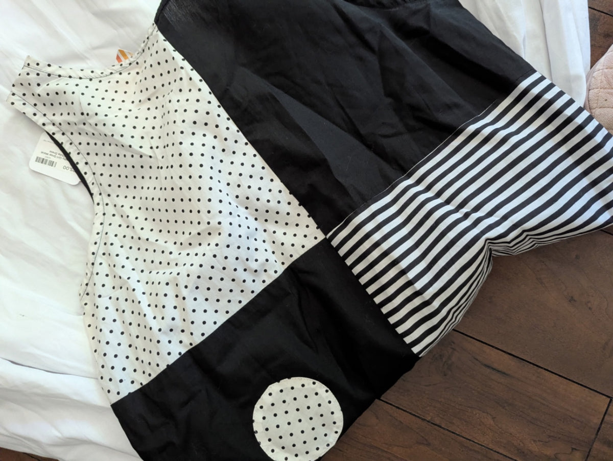 1980s Black & White Dress