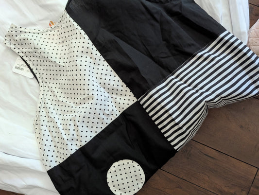 1980s Black & White Dress