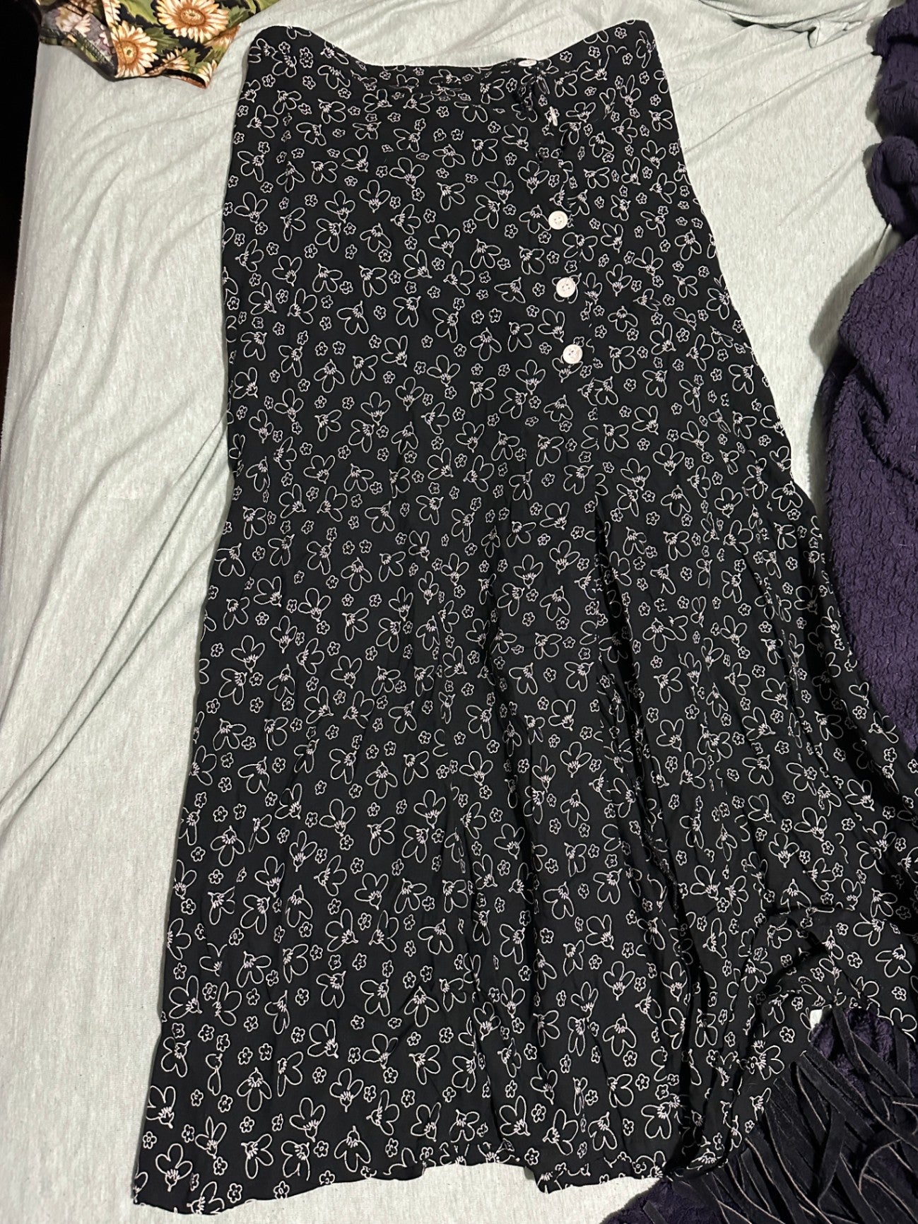 1990s Sketch Floral Skirt