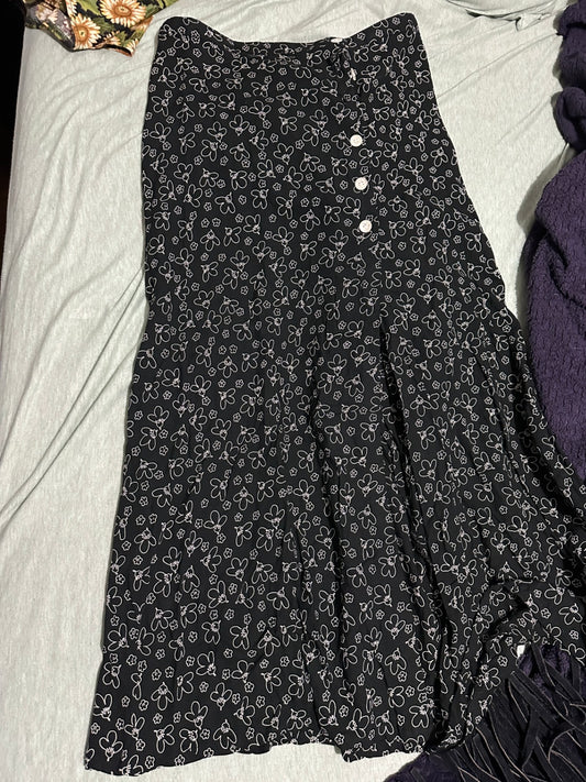 1990s Sketch Floral Skirt