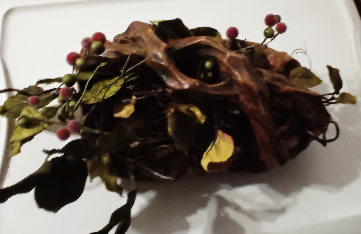  Wooden Basket w/Autumnal Foliage