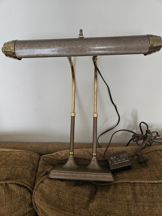 Vintage metal brass trimmed desk lamp