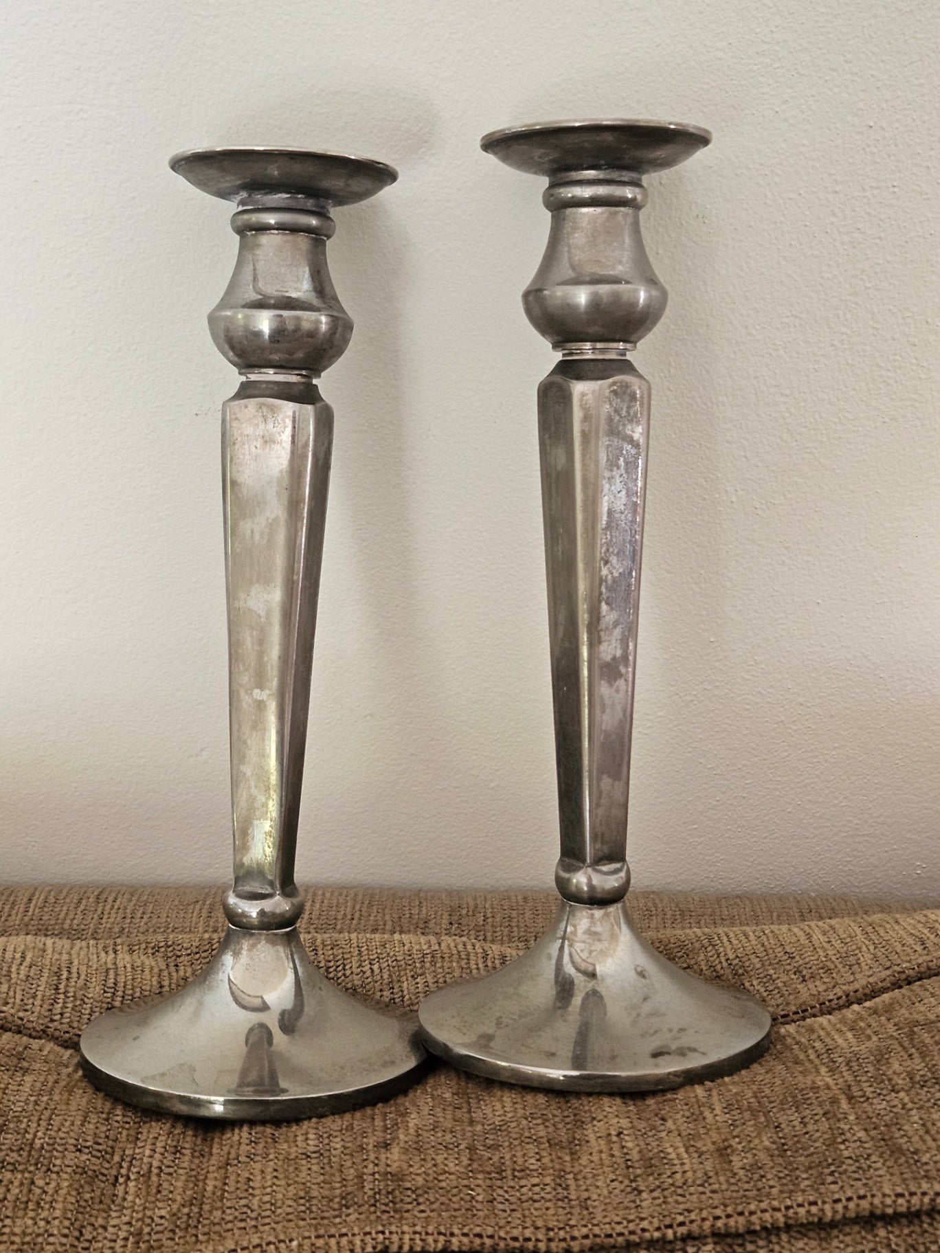 Set of 2 silverplate candle holders