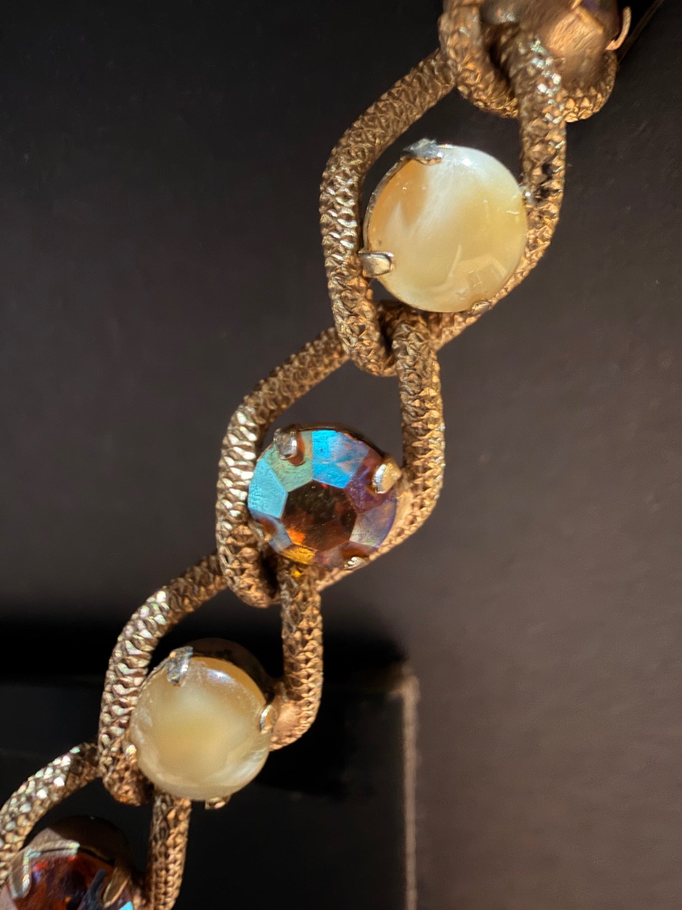 Amber AB necklace & clip earrings set