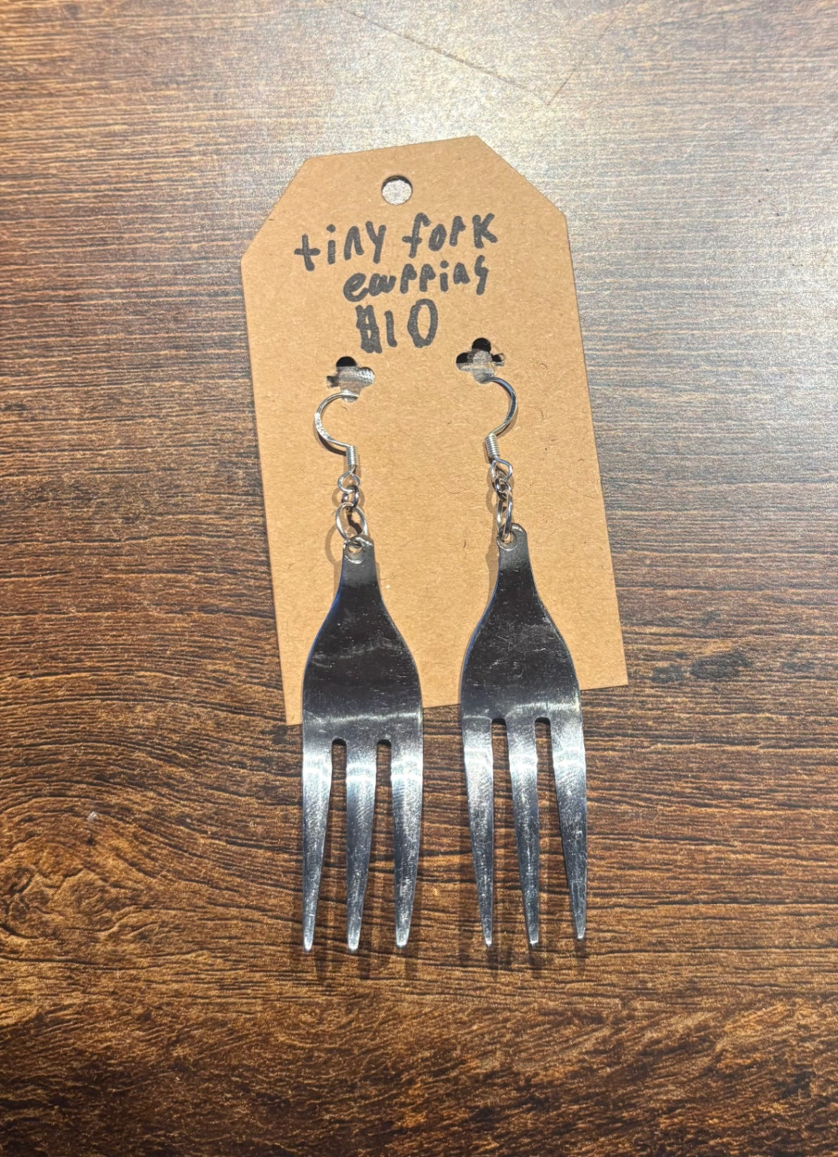Tiny fork earrings