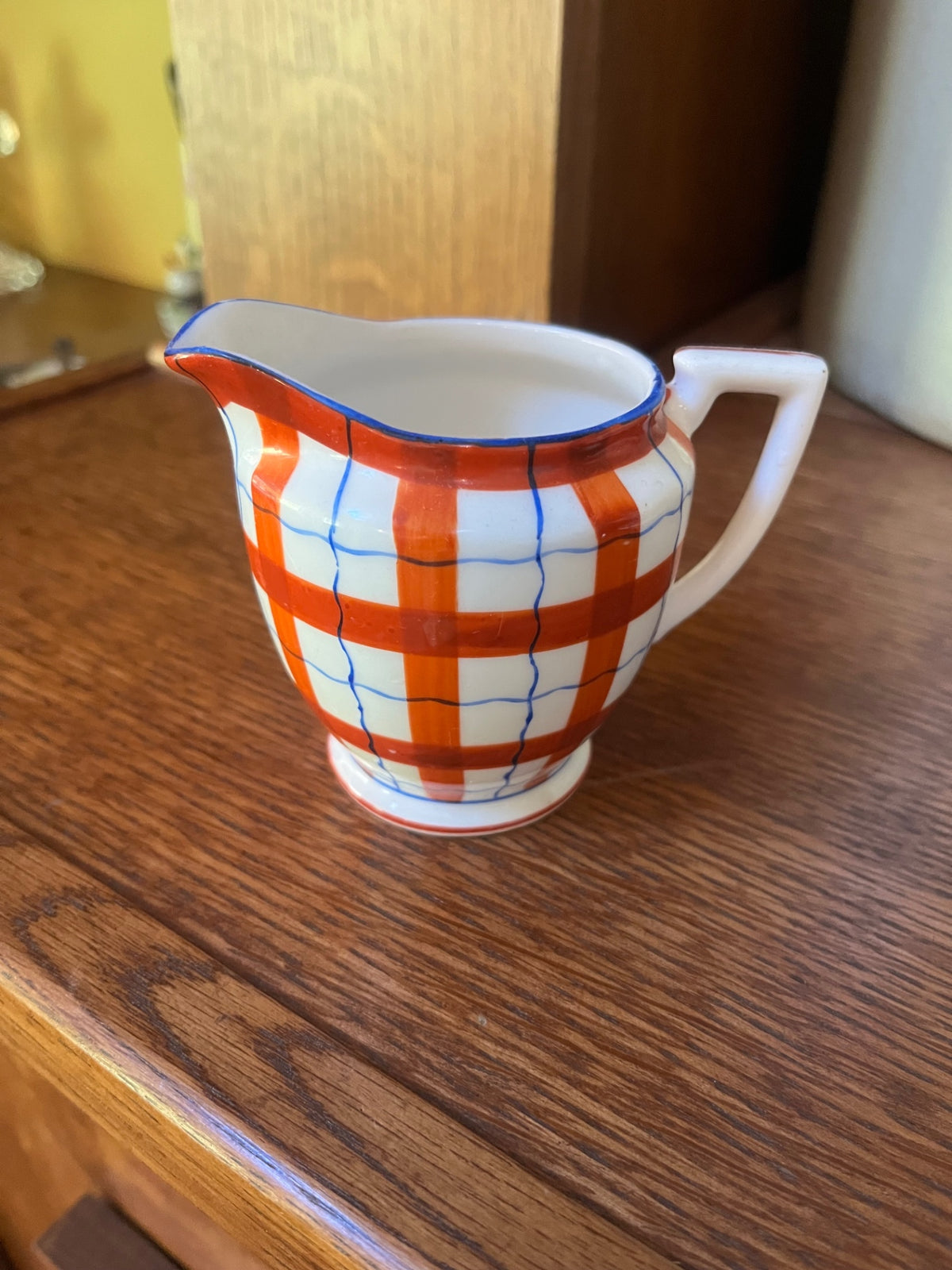 Cute red plaid creamer
