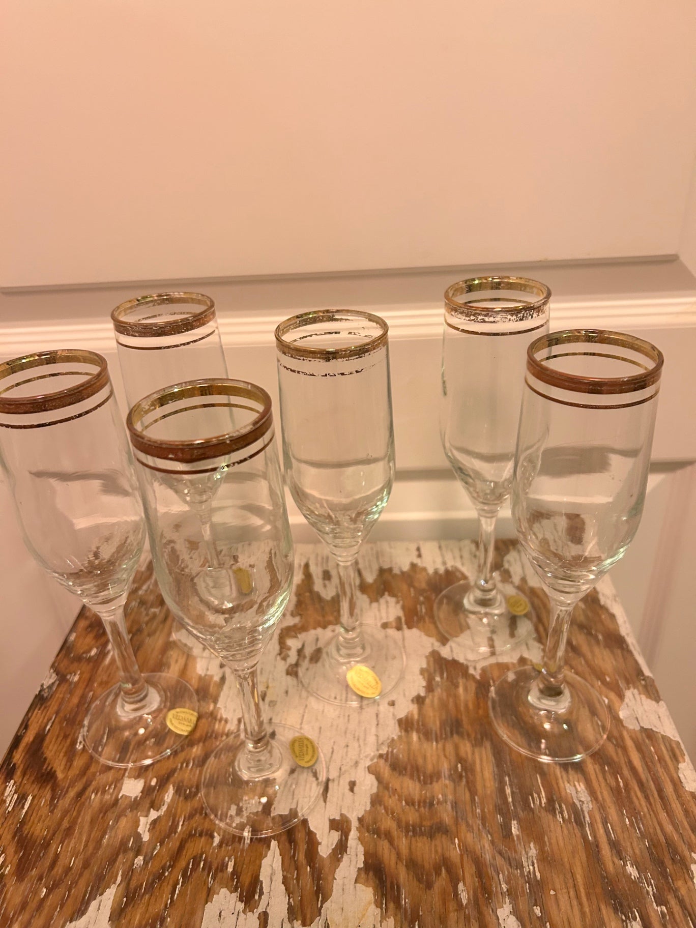 SET OF 6 HAND BLOWN FLUTES