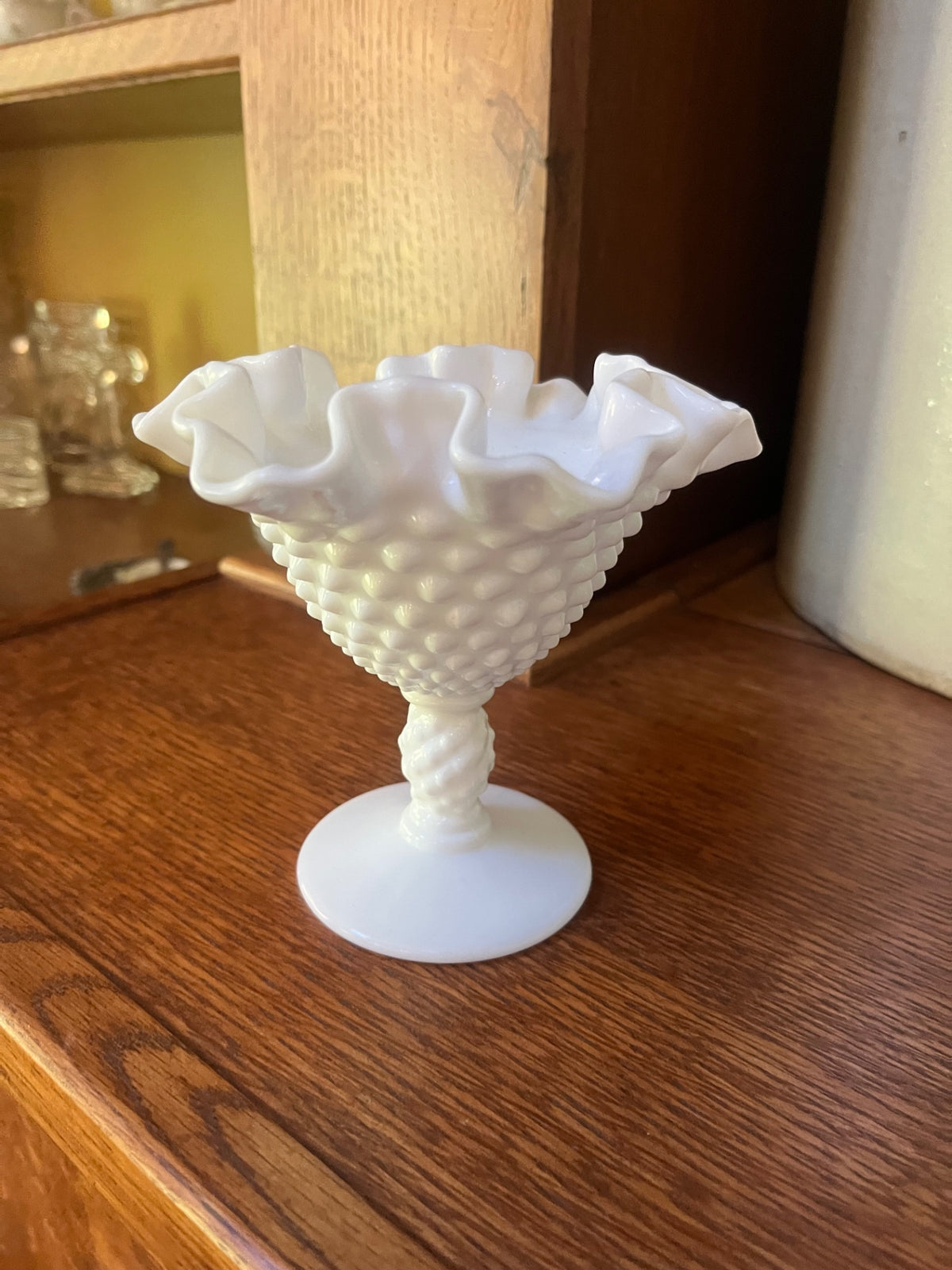 Fenton Hobnail milk glass pedestal bowl