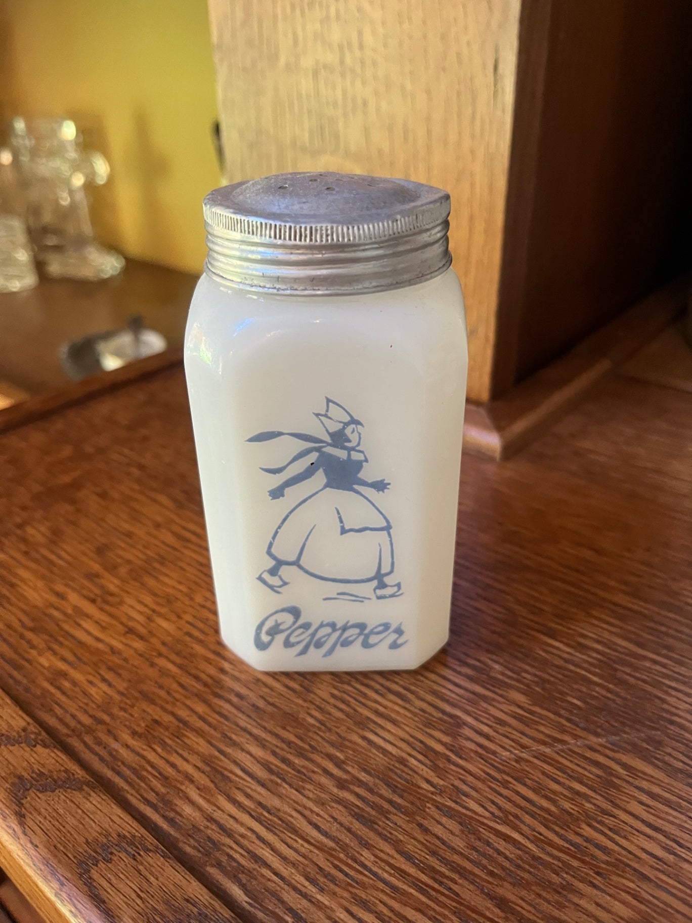 Vintage Milk Glass Pepper Shaker
