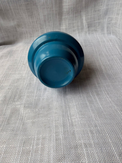 Mid-Century Modern Color-Block Ceramic Canister | Blue & Green Cork-Lidded Storage Jar